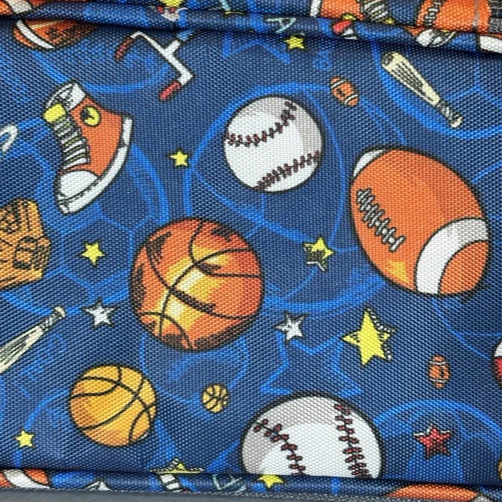 Sports Theme Pencil Case Zip Roomy by FlowFly Football Baseball Basketball Kids‎